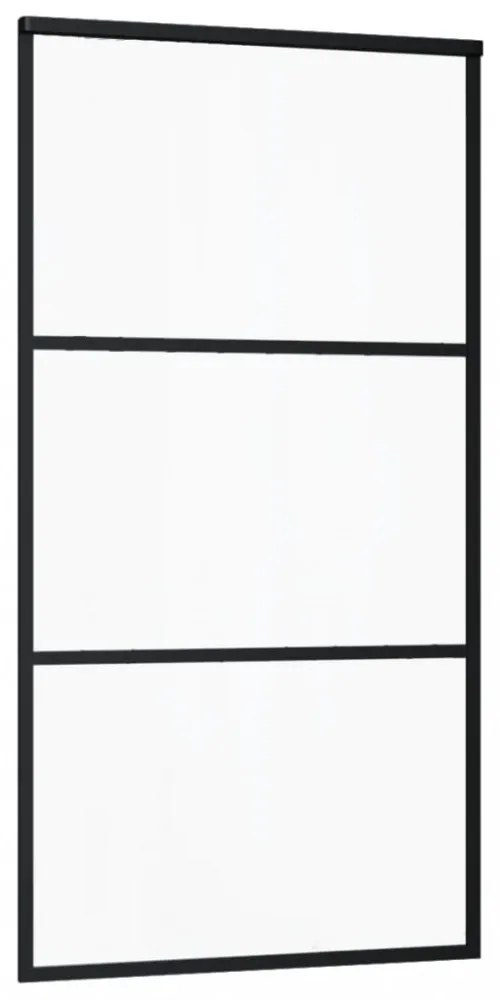 fekete ESG üveg és alumínium tolóajtó 102 x 205 cm