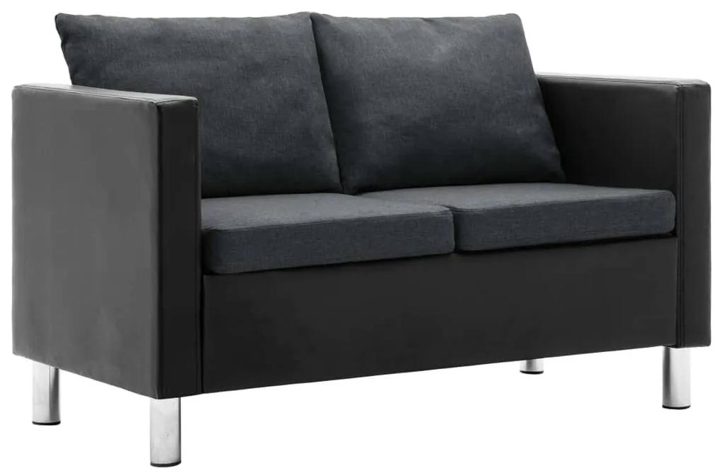 vidaXL kétszemélyes fekete-sötétszürke műbőr kanapé