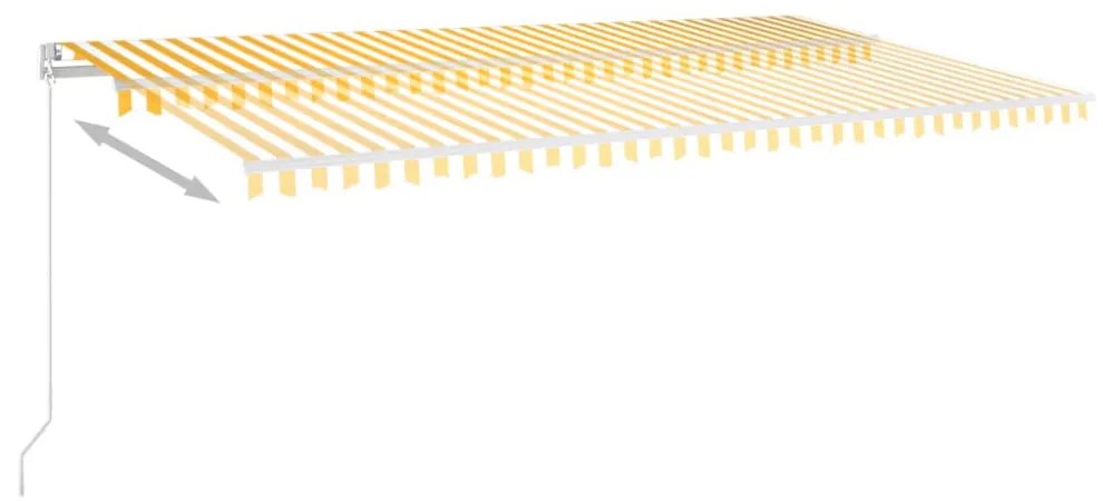 sárga-fehér automata szélérzékelős és LED-es napellenző 6x3,5 m