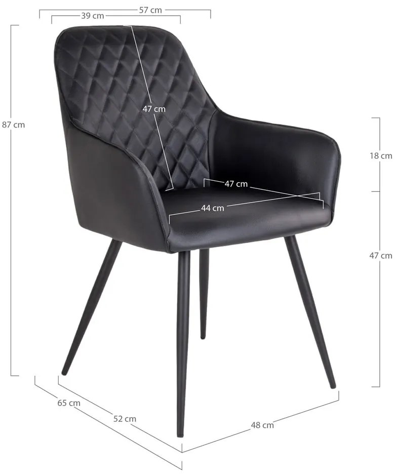 Fekete kárpitozott karfás étkezőfotel szett 2 db-os Harbo – House Nordic