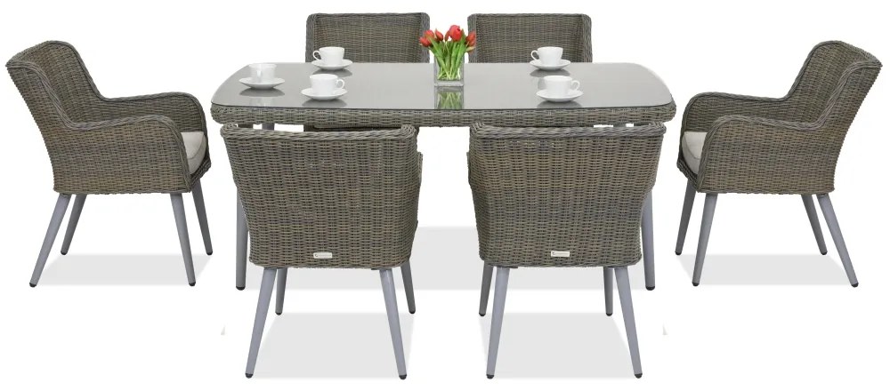 Garden Point Cordoba exkluzív 6 személyes technorattán kerti bútorok, szürke