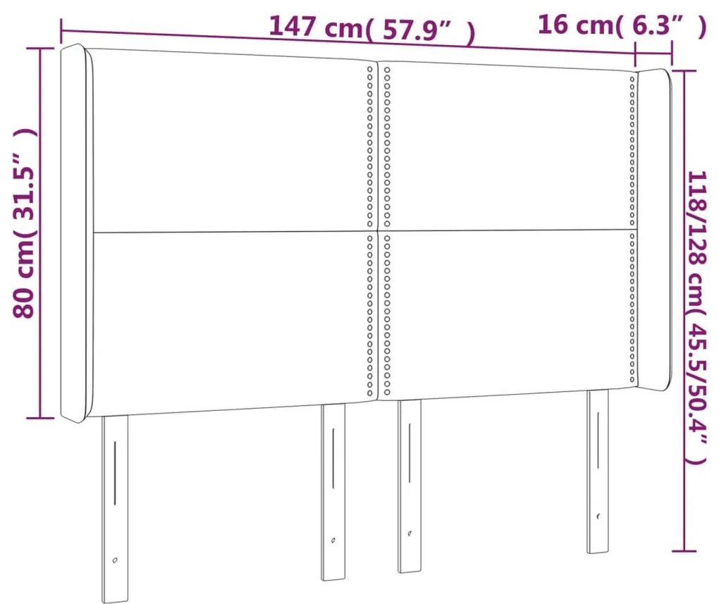 fekete műbőr LED-es fejtámla 147x16x118/128 cm