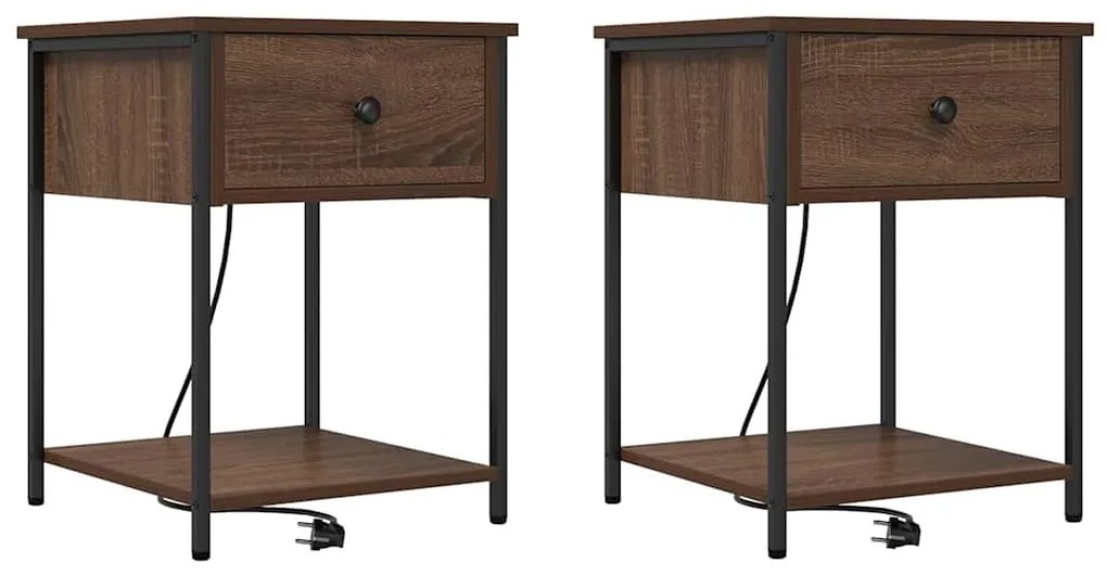Éjjeliszekrény 2 pcs barna tölgy 42 x 41 x 56 cm Faanyag