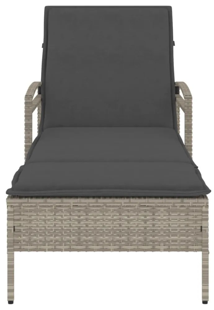 világosszürke polyrattan napozóágy párnával 63x200x81 cm