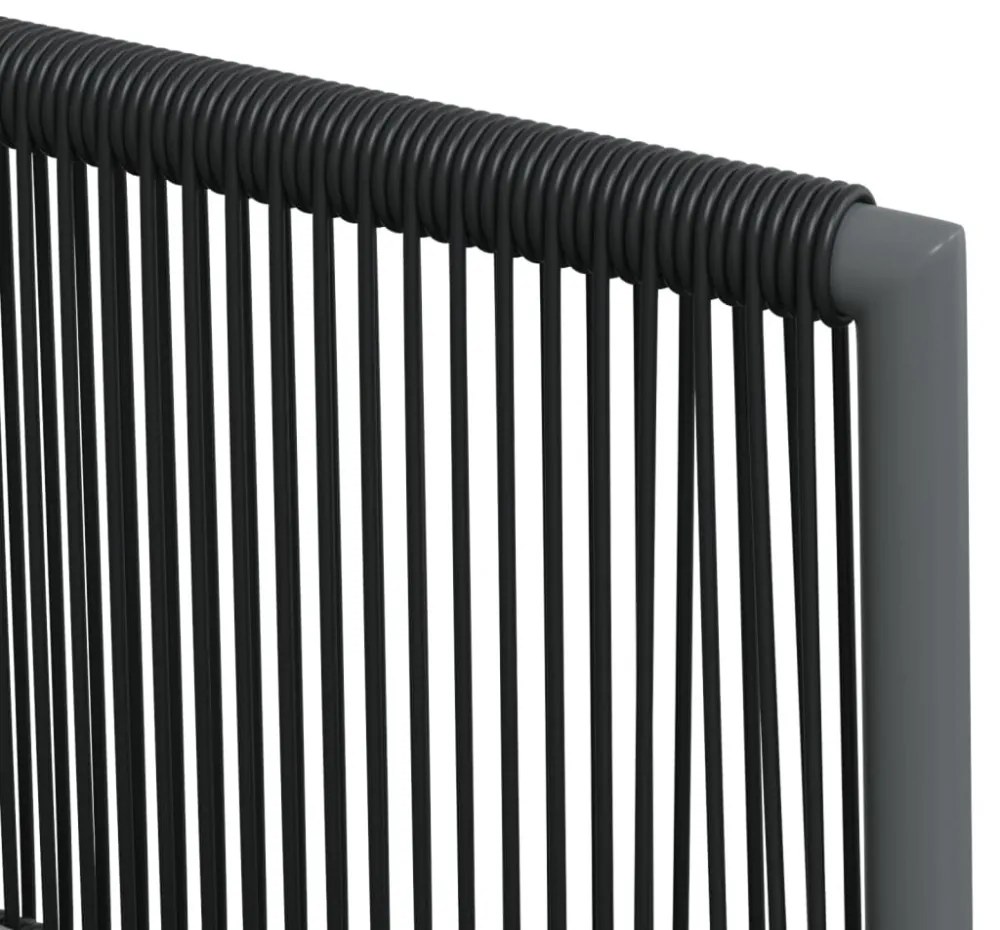2 db fekete polyrattan kerti szék párnával 54 x 60,5 x 83,5 cm