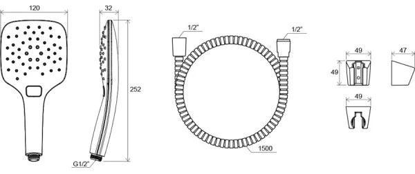 Ravak X07S010 - Fényes króm zuhanykészlet