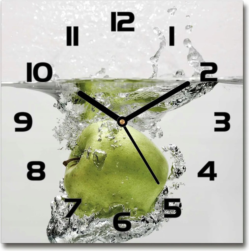 Üveg falióra szögletes Alma a víz alatt 30x30 cm