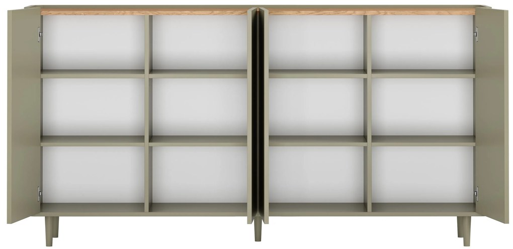 Elivo négyajtós komód lábakon 200 cm - eukaliptusz / baltic dune tölgy