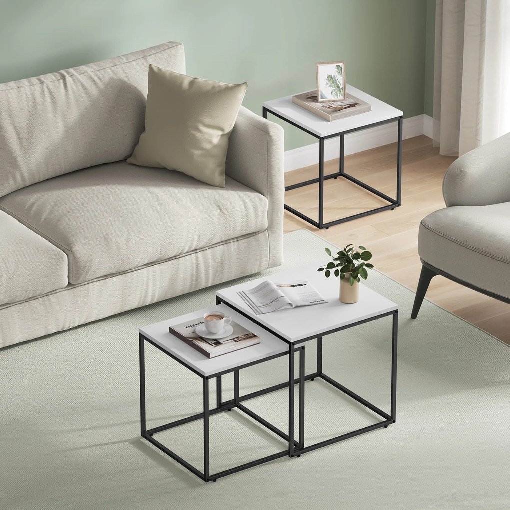 2 db-os QUADRO dohányzóasztal szett, fehér