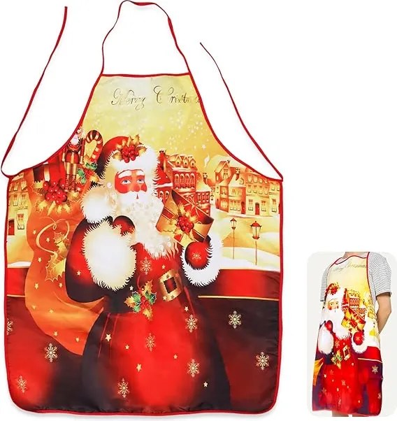 Karácsonyi Konyhai Kötény Mikulás Mintás Ajándéknak