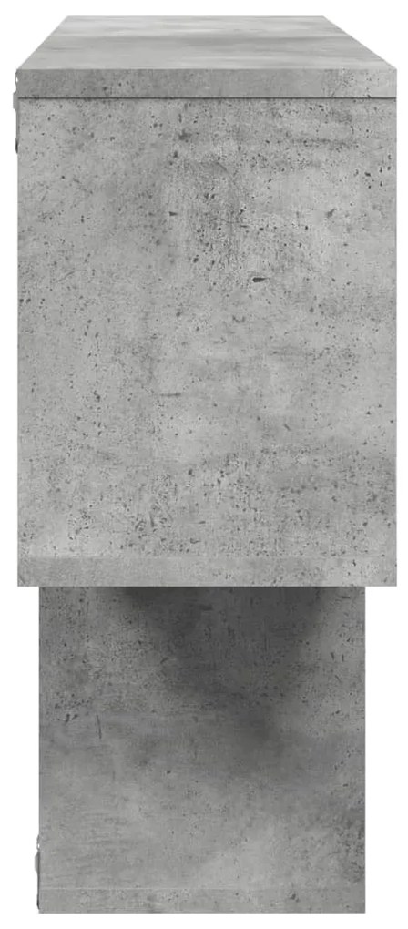 betonszürke szerelt fa fali polc 100 x 20 x 53 cm