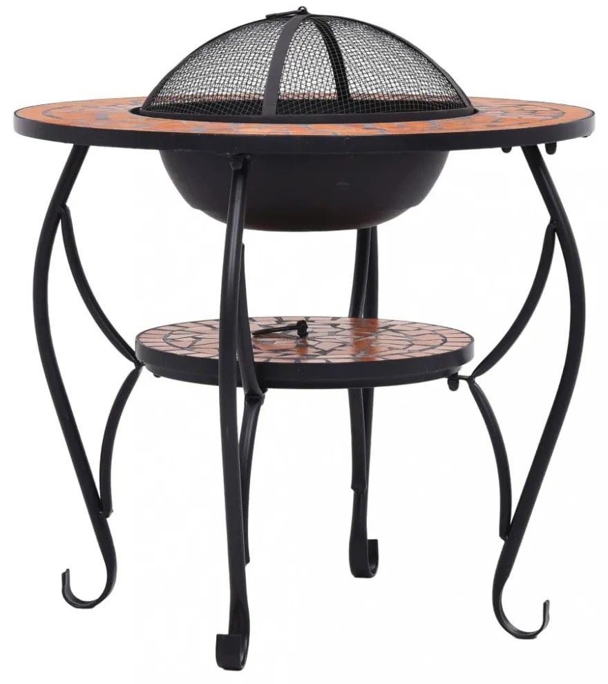 terrakotta kerámia mozaik tűztál asztallal 68 cm