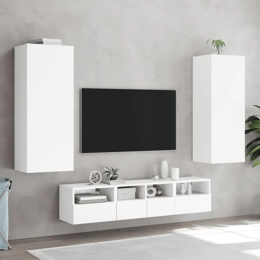 fehér szerelt fa fali TV-szekrény 40,5 x 30 x 102 cm
