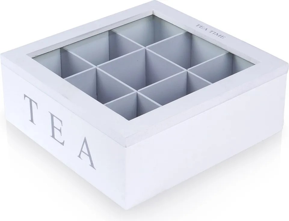 Fa Teásdoboz Teatartó Tároló Rendszerező Rekeszekkel