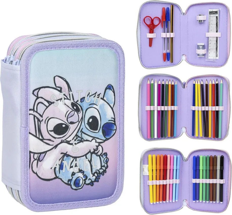 Disney Lilo és Stitch, A csillagkutya Angel tolltartó töltött 3 emeletes Giotto