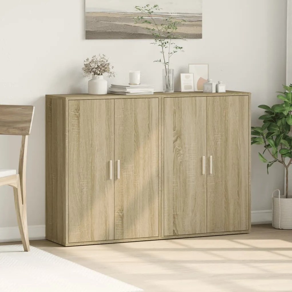 2 db sonoma tölgy színű szerelt fa tálalóasztal 60 x 31 x 84 cm