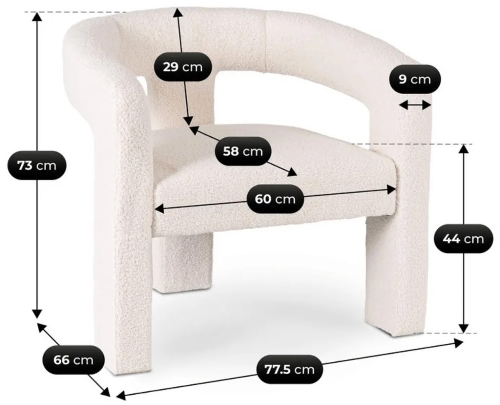Modern Fotel Krém Színben. LILLE