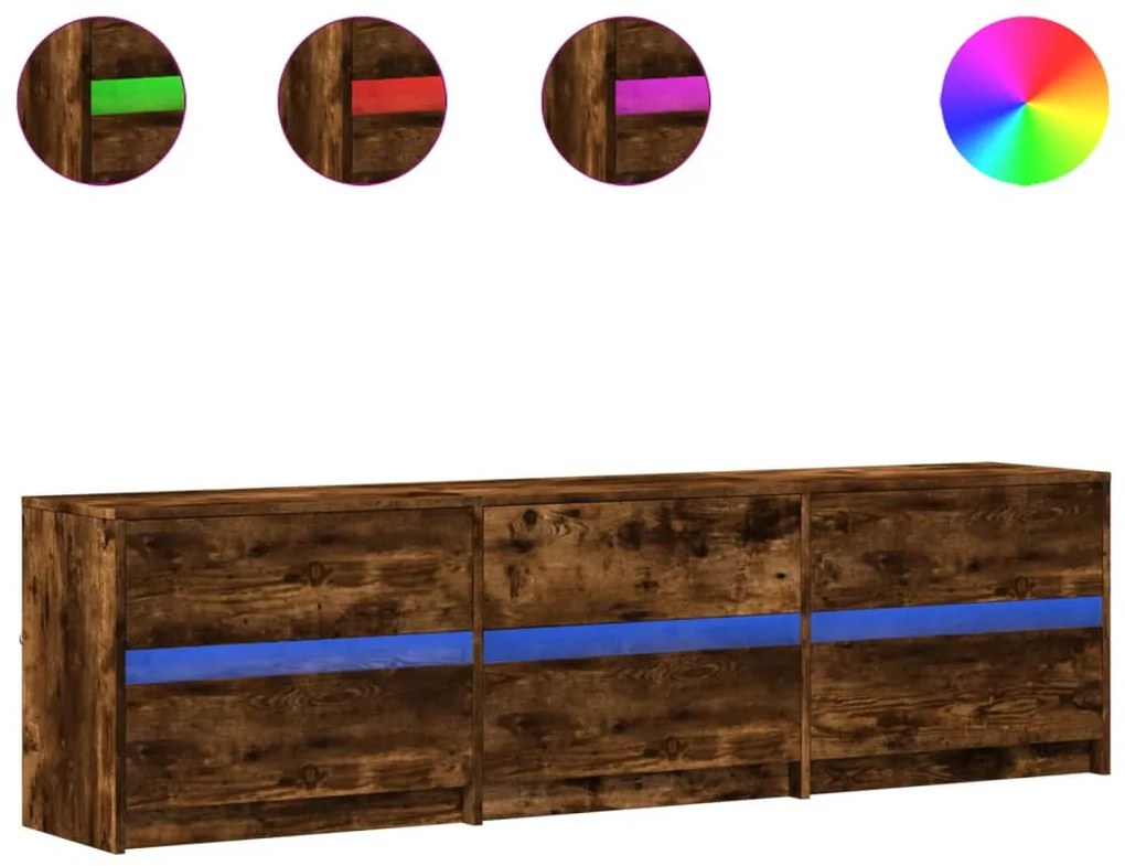 füstös tölgy színű szerelt fa LED-es TV-szekrény 180x34x50 cm