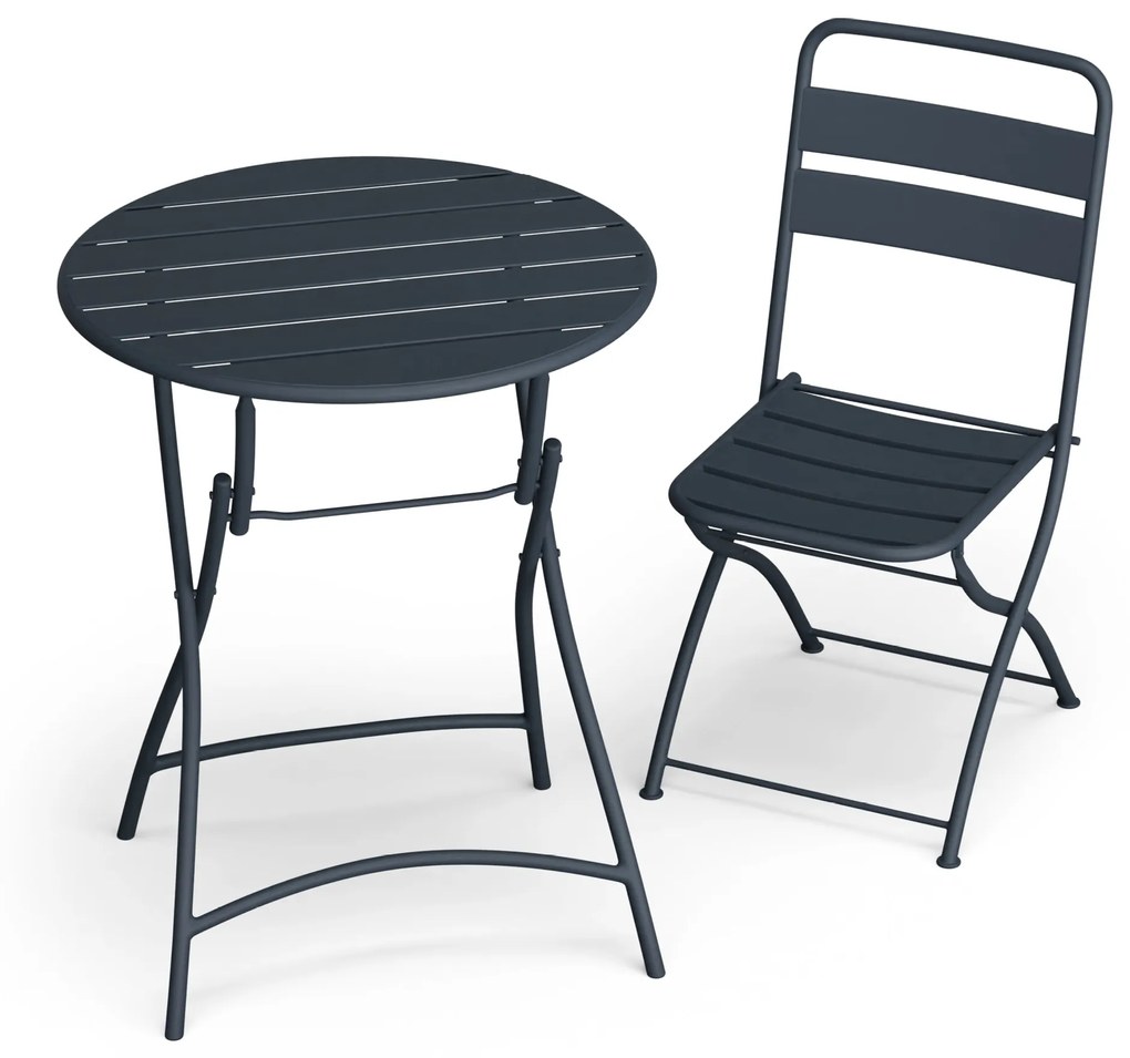 Blumfeldt RetroChic kerti szett, 1 asztal + 2 szék, 60 cm, összecsukható, bevonva, időjárásálló