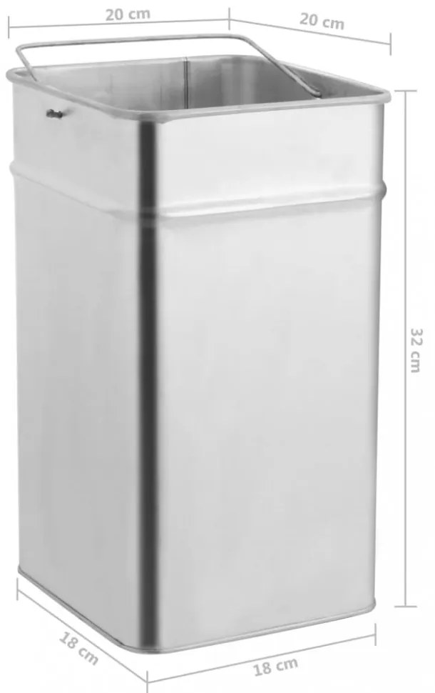 rozsdamentes acél szemeteskuka hamutartóval 36 liter