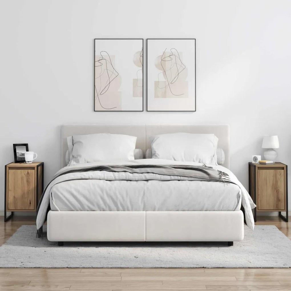 vidaXL Éjjeli asztal 2 pcs Művészi tölgy 39,5 x 30 x 50 cm Faanyag