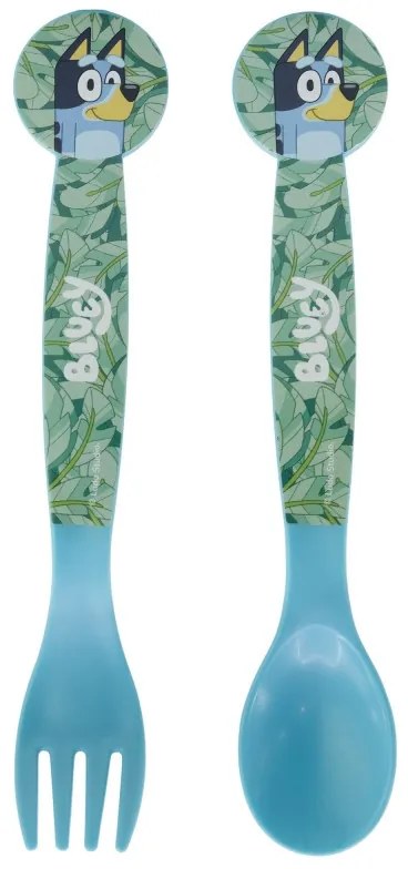 Bluey Leaves műanyag evőeszköz készlet - 2 darabos