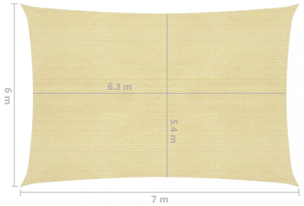 bézs HDPE napvitorla 160 g/m² 6 x 7 m