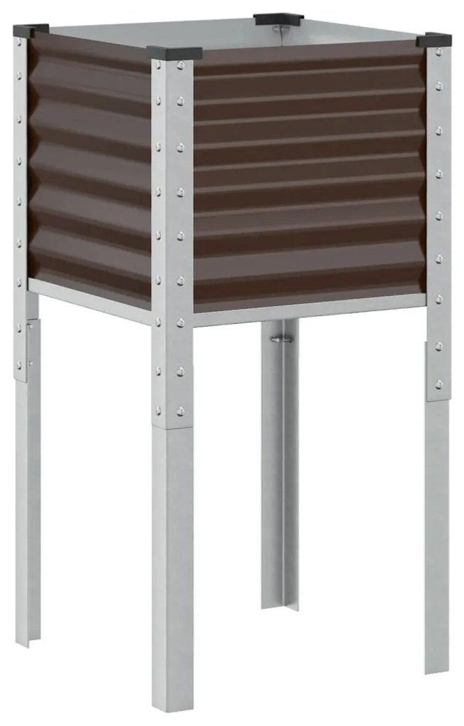 barna acél kerti virágláda 45 x 45 x 88 cm