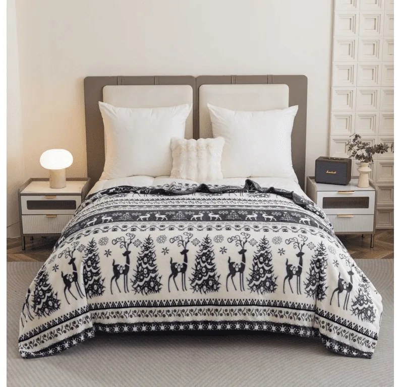 Mikroplüss takaró WINTER DEER, szürke Méret: 150 x 200 cm