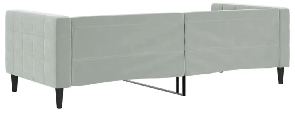 világosszürke bársony kanapéágy 90 x 200 cm