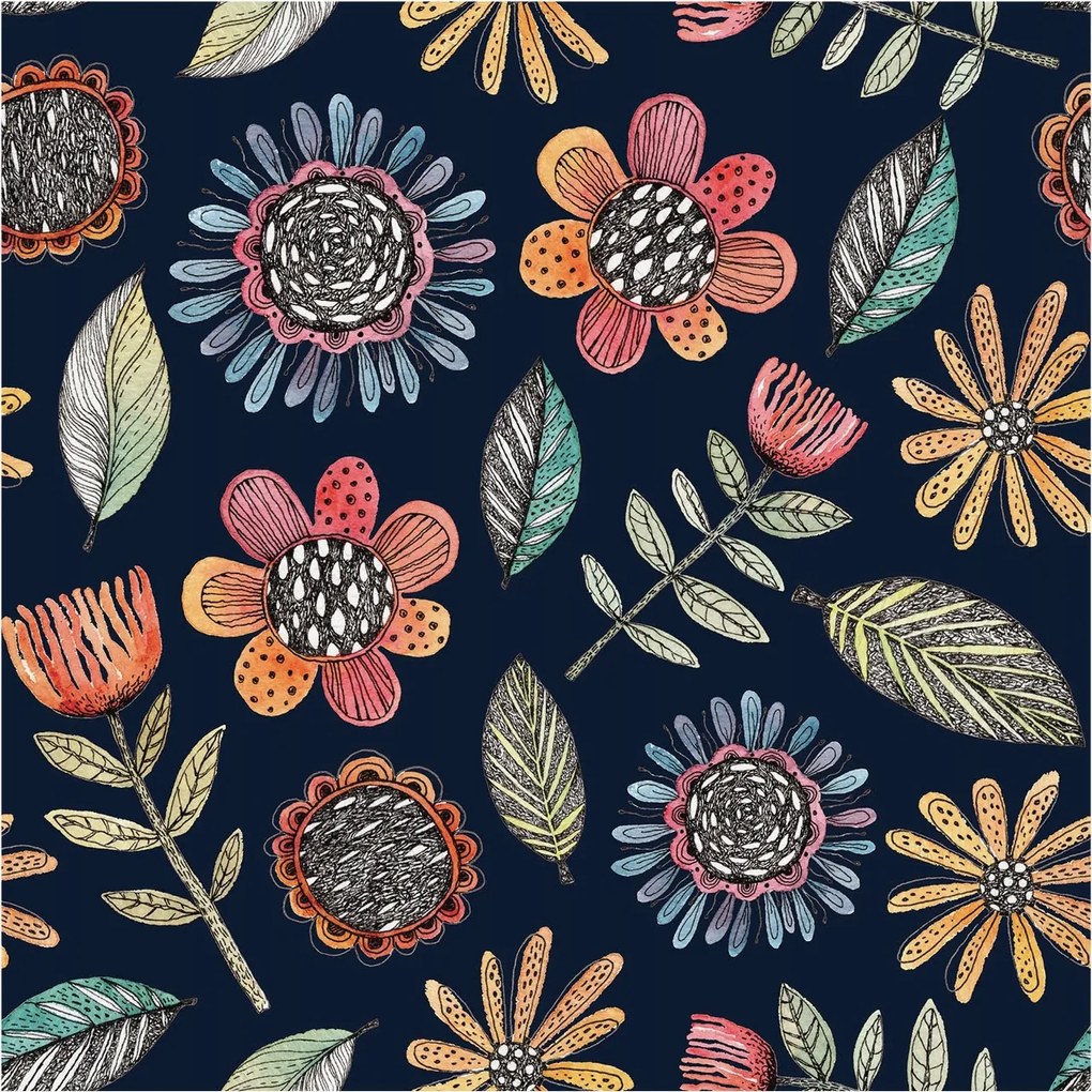 Fali fotótapéta Flizelin a szobába Virágos mozaik 250x250 Ragasztó