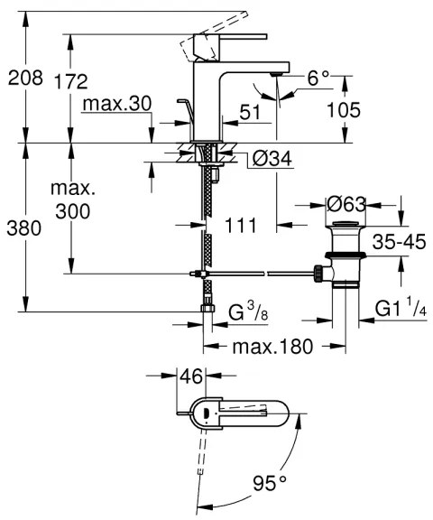 GROHE 23870003 - PLUS mosdócsaptelep, S méret, fényes króm