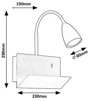 Rabalux 71089 - Fali lámpa polccal TACITO 1xGU10/25W/230V fekete