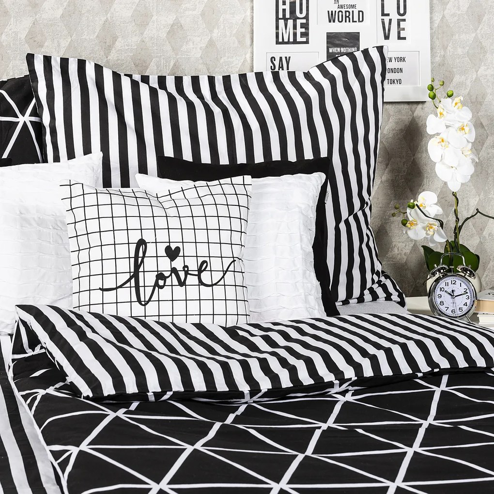 4Home Galaxy pamut ágynemű, fekete, 160 x 200 cm, 70 x 80 cm