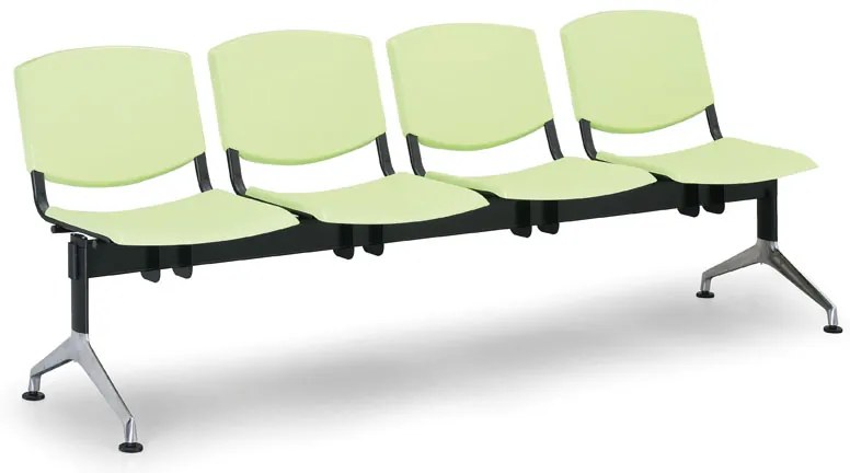Design műanyag pad, 4 üléses, fekete