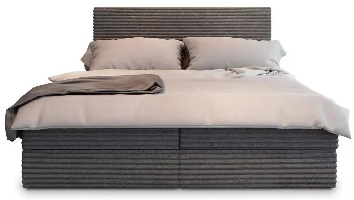 Kárpitozott boxspring ágy ISPIRA 140x200 cm szürke Matrac: Bonell rugós matrac