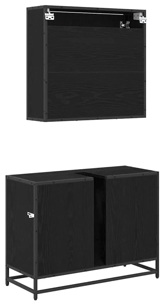 Fürdőszoba bútor szett 2 pcs Musta tammi 80 x 33 x 60 cm