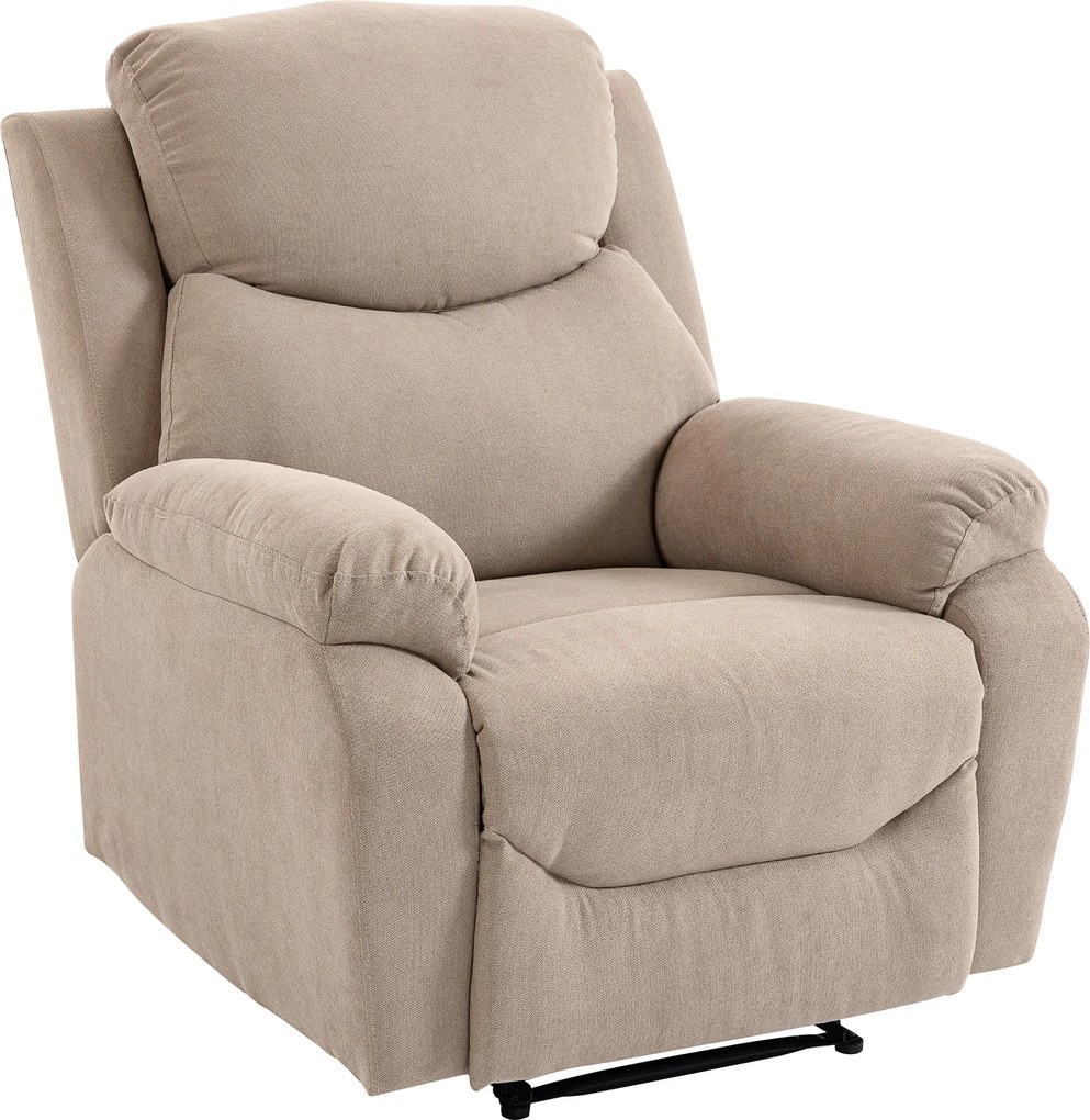HOMCOM kézi relaxfotel, modern, lenvászon hatású kárpitozás, kihúzható lábtartó, karfák, vastag párnázás, 150°-ig dönthető, 120 kg teherbírás, nappali