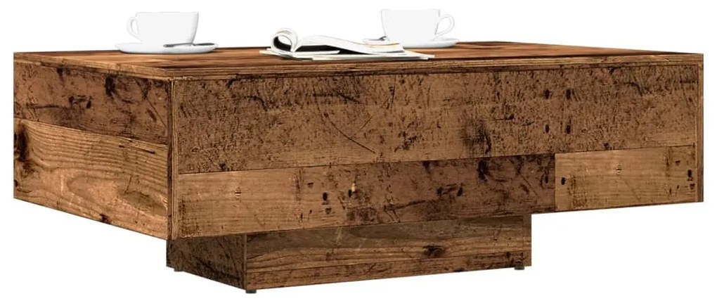 antik fa színű szerelt fa dohányzóasztal 85 x 55 x 31 cm