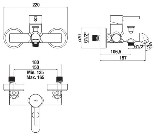 JIKA H3212F70044001 - MIO fürdőkád csaptelep, fényes króm