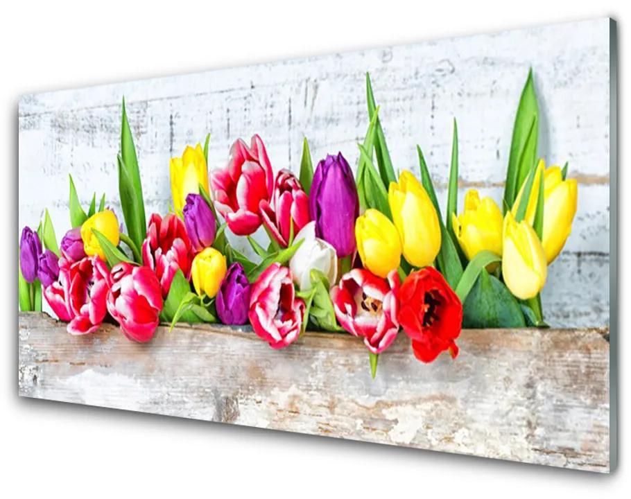 Üvegkép Tulipán virágok természet 140x70 cm