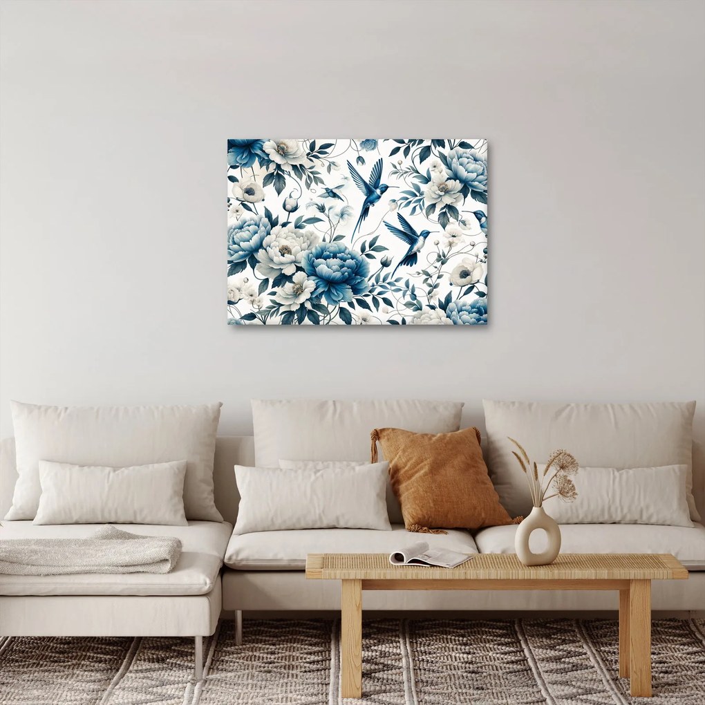 Kép - Kolibrikok virágokkal (70x50 cm)