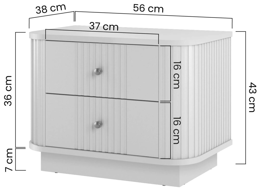 Vesper éjjeliszekrény készlet 2 db-os 56 cm - kasmír / arany fogantyúk