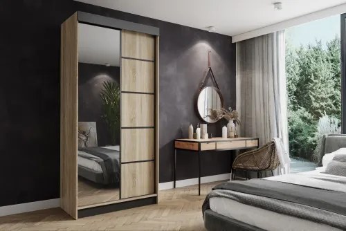 Amo 100 Tolóajtós Szekrény 100cm, Sonoma Tölgy