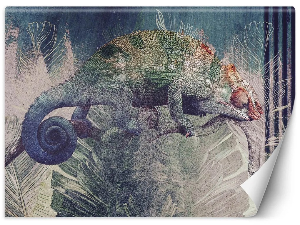 Gario Fotótapéta Kaméleon egy ágon a dzsungelben Anyag: Vlies, Méret: 150 x 105 cm