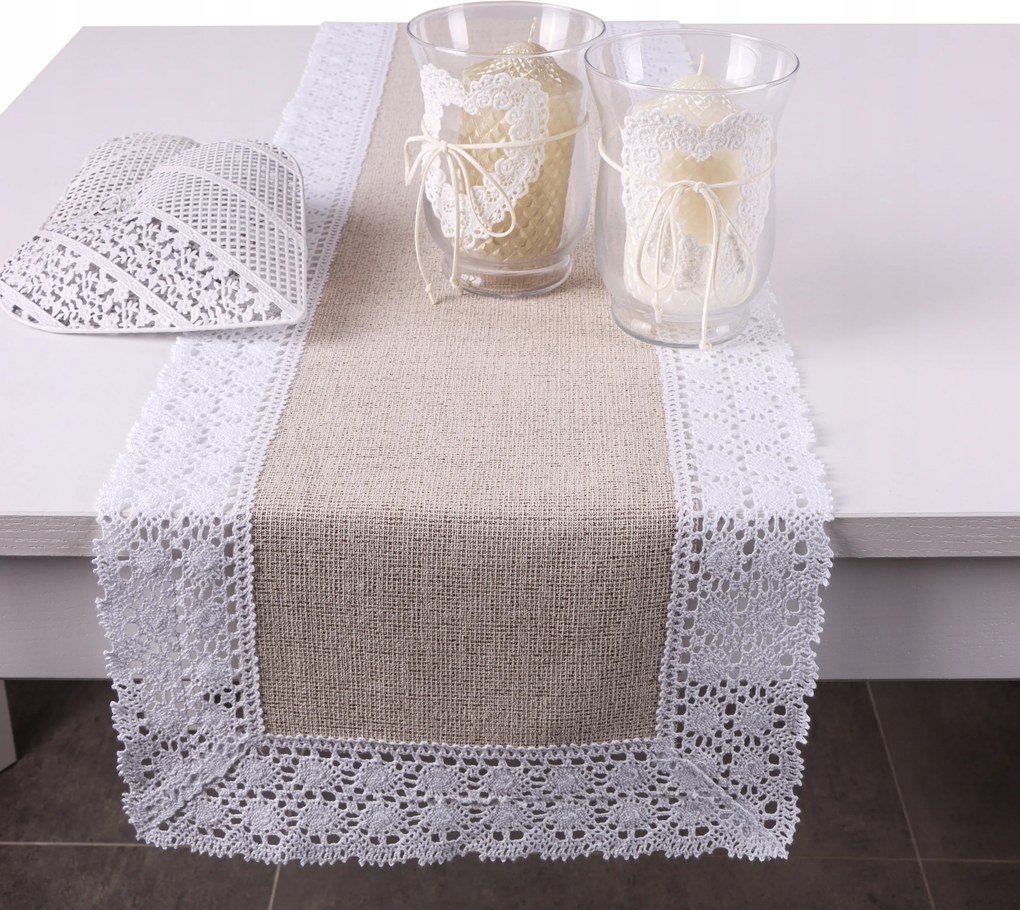 Retro csipkés öv 30x160 bézs fehér