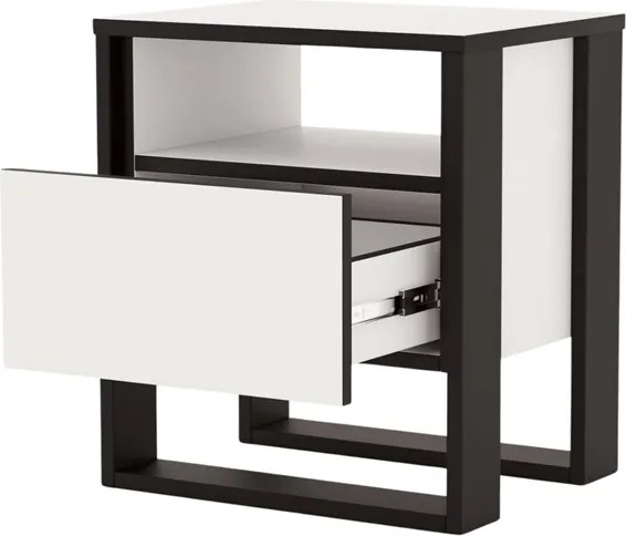 Éjjeli asztal Vera fehér, fekete U fiók