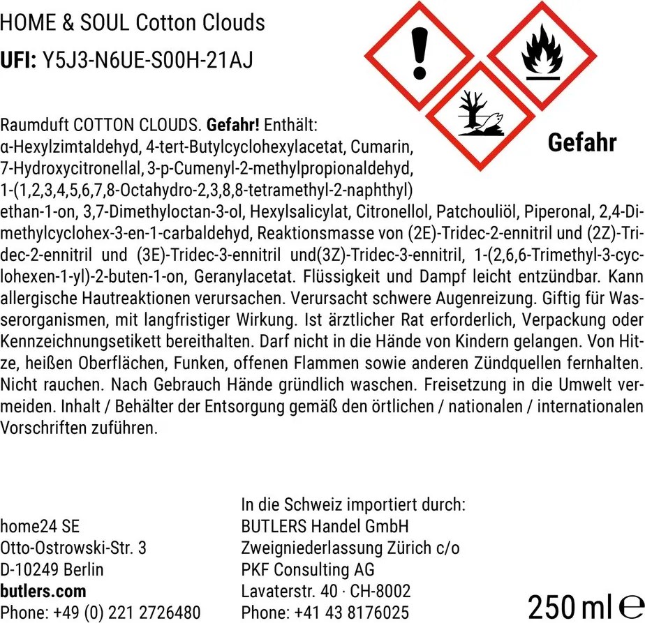 HOME & SOUL szobaillatosító No. 1, Cotton Clouds 250 m