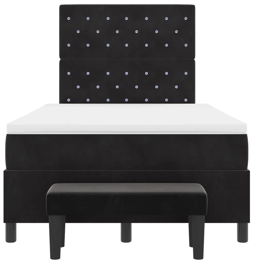 Box Spring Ágy Matraccal & Paddal Fekete 120x190 cm Bársony