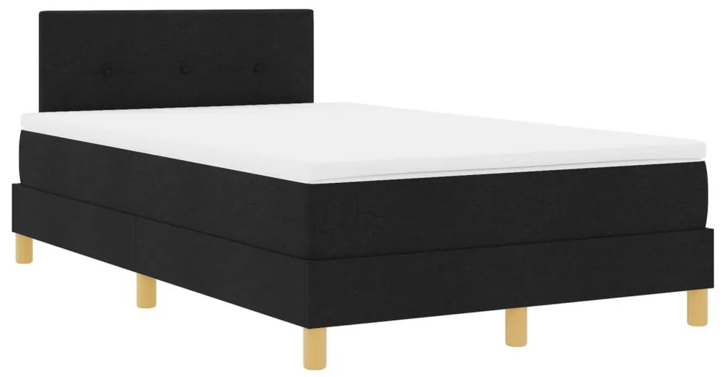 Box Spring Ágy Matraccal Fekete 120x200 cm Textil